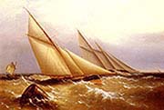 Schooner And Cutter Yacht Rounding A Buoy